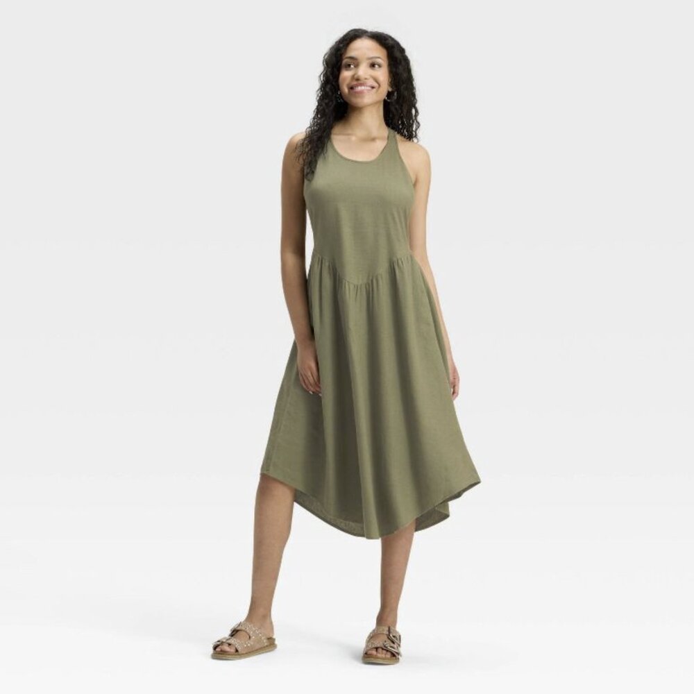 Universal Thread Midi A-line Dress Khaki Green - L 💚